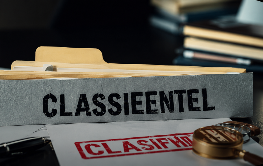 Classified workspace with vintage details